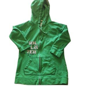 Hollister y2k tag large fits medium, Green three quarter sleeve zip‎ up